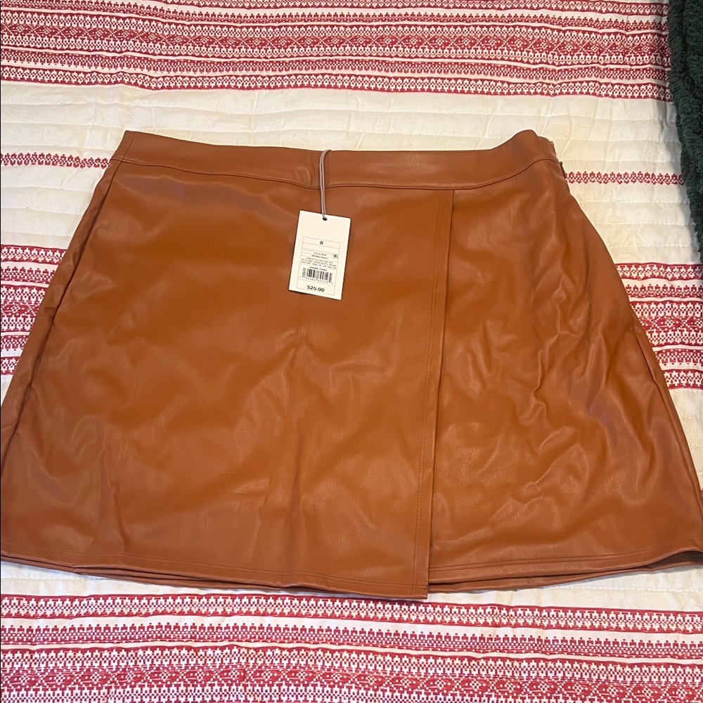 Tan pleather Mini Skirt